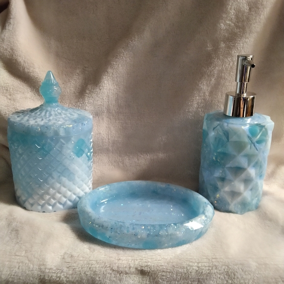 Other - Blue Bathroom Accessory Set